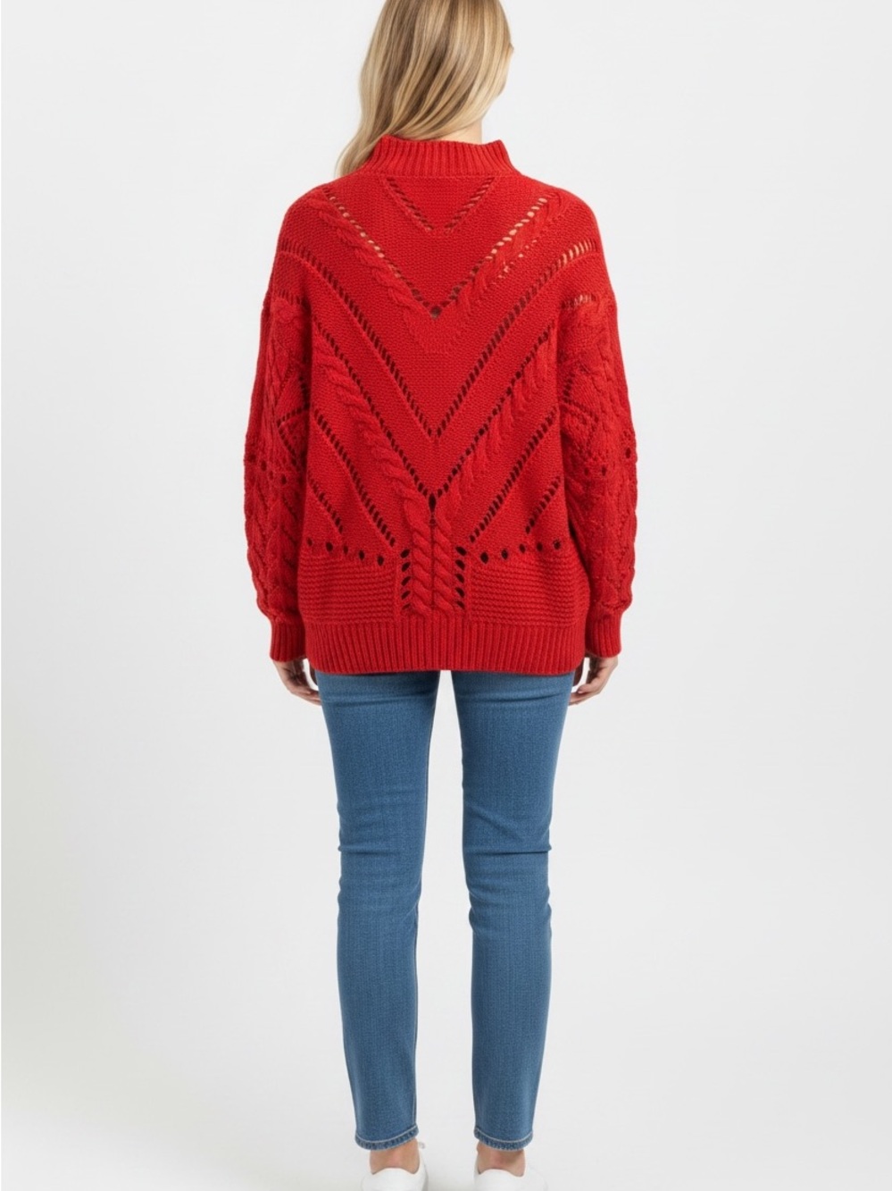 BiBi Red Cable-Knit Turtleneck Sweater NWT - Picture 2 of 10